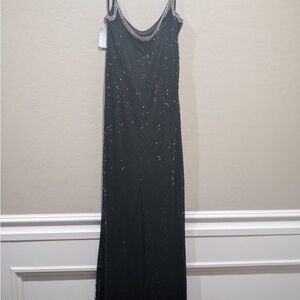 Mac Duggal Elegant hand made Black Sequin Maxi Dress